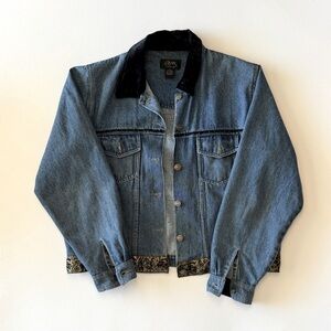 Vintage 90s‎ Agapo Collection Denim Jacket with Gold Ribbon Trim